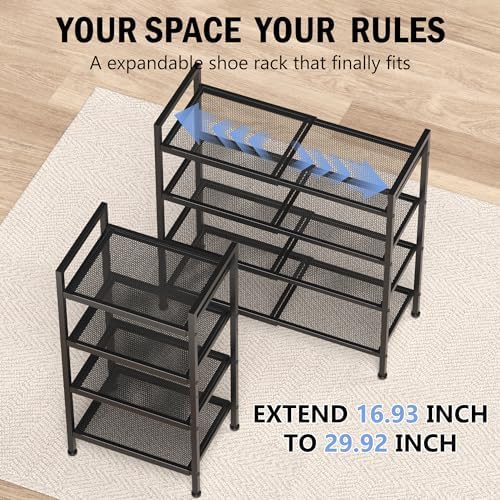 Expandable Shoe Rack for Closet, Shoe Storage - Image 4