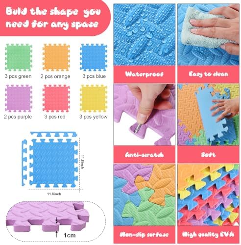 Shihanee 16 Foam Floor Interlocking Tiles, 11.8 x 11.8 Inch - Image 2