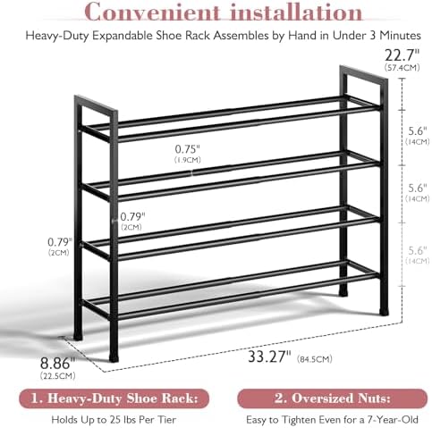 Bumusty 4 Tier Expandable Shoe Rack - Image 3