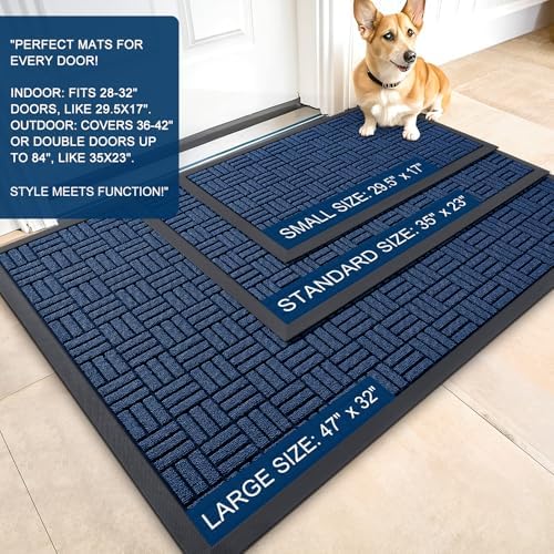 OLANLY Front Door Mat Outside Entrance 47x17, Heavy-Duty Rubber Doormat - Image 2