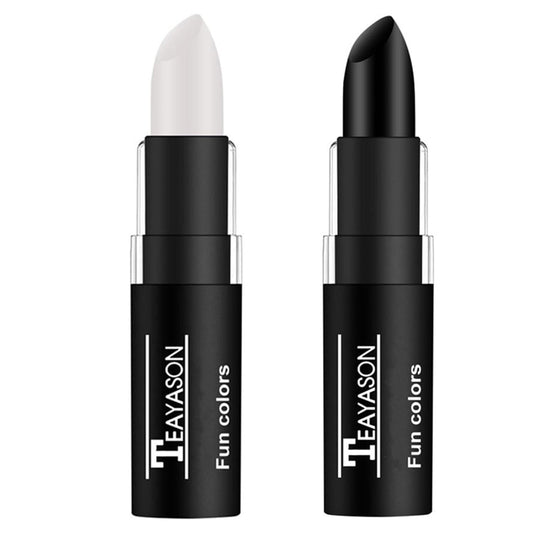 Go Ho 2 PCS Makeup Clown White and Black Cream-Blendable Stick - Eye Black&Face Body Paint Professional Halloween FX Makeup,Safe Facepaint Nose&Lip Smacking for Sports(White+Black)