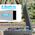 PatioZen 320 Gallon Large Resin Deck Box, Lockable Outdoor Storage Box - Image 4