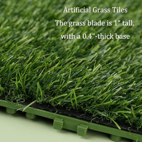 VXHCS Artificial Grass Tiles Outdoor Interlocking Turf Grass 8 Pack Balcony - Image 3