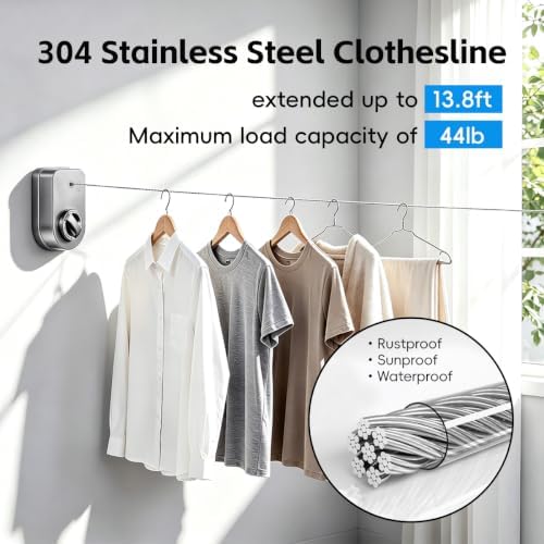 YUKI Retractable Clothesline Indoor Outdoor Clothes Line Kit, Heavy Duty - Image 3
