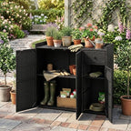 Tangkula Rattan Outdoor Storage Cabinet - Image 2
