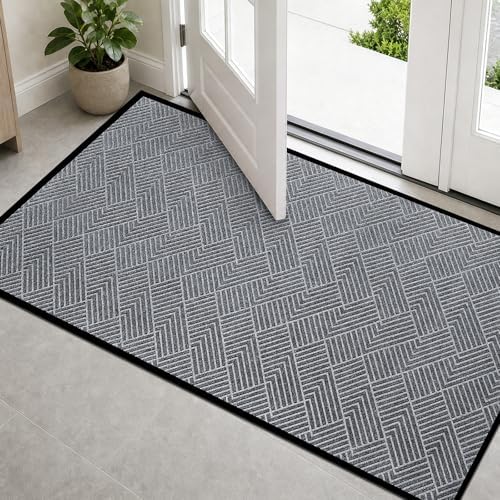 Front Door Mat 3' x 6', Low Profile Heavy Duty Door Mat, Non-Slip Large by PEADEEAS