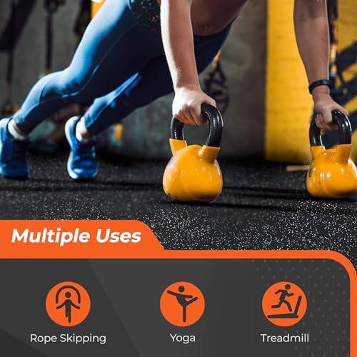 SUPERJARE 0.4'' Thick 12 Pcs 48 Sq Ft Rubber Top Exercise Equipment Mats - Image 4