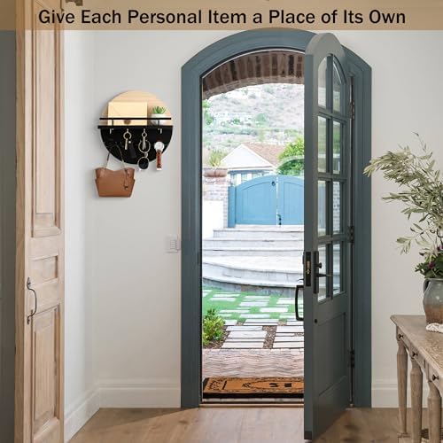 Key Holder Wall Mount with Shelf and Hooks, Mail Organizer - Image 2