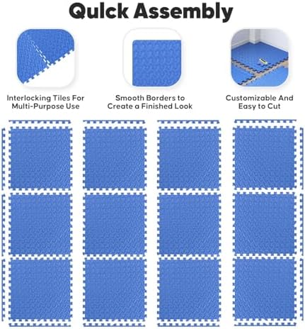 16 Pack 64 sqft Home Gym Mat, Puzzle Exercise Mat, of EVA Interlocking Foam - Image 5