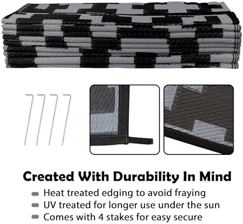 SAND MINE Waterproof Outdoor Rug 9x18 ft, Plastic Reversible Rug, Modern Area - Image 4