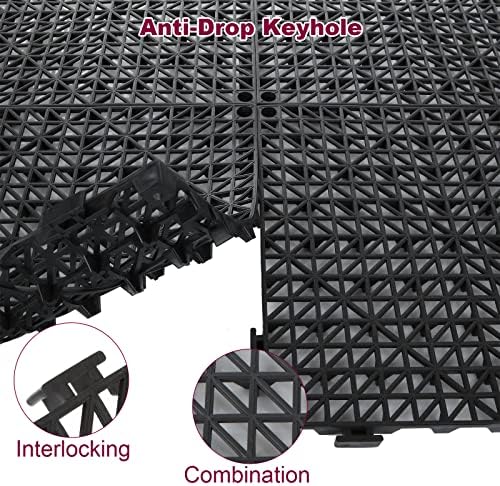 12 Pack 12" Interlocking Rubber Bathroom Flooring Tiles Non-Slip Pool Mat - Image 4