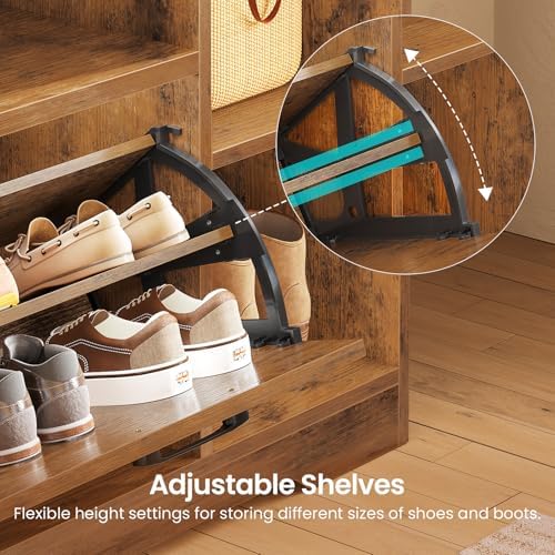 Itaar Hall Tree with Bench and Shoe Storage, Farmhouse Entryway Bench with Coat - Image 6