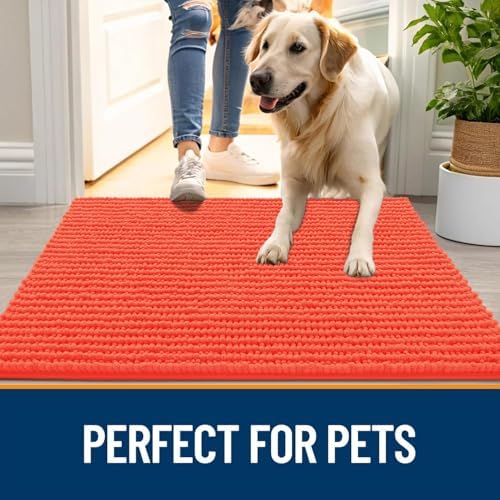 OLANLY Dog Door Mat for Muddy Paws 47x24, Extra Absorbent Chenille Mud Mat - Image 6
