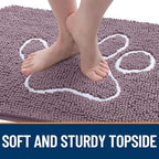 OLANLY Dog Door Mat for Muddy Paws 30x20, Paw Print Design Chenille Mud Mat - Image 4