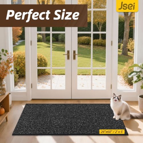 JSEI Dirt Trapper Door Mat 24" x 60", Non-Slip Washable Doormats - Image 2