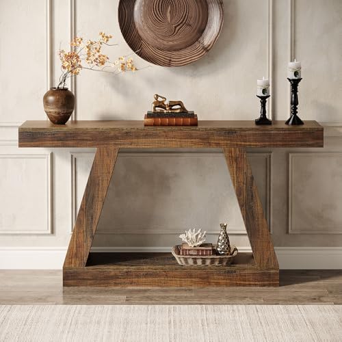 Tribesigns Farmhouse Console Table, 55-Inch Rustic Sofa Table - Image 3