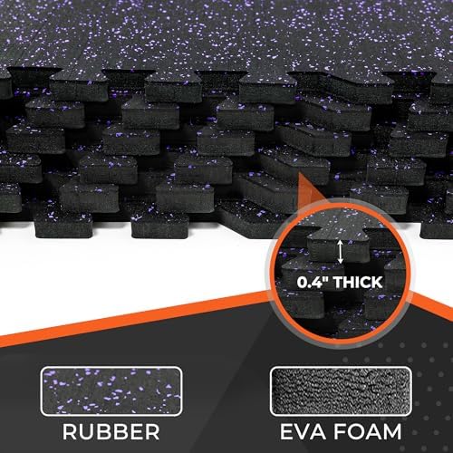 SUPERJARE 0.4'' Thick 12 Pcs 48 Sq Ft Rubber Top Exercise Equipment Mats - Image 5