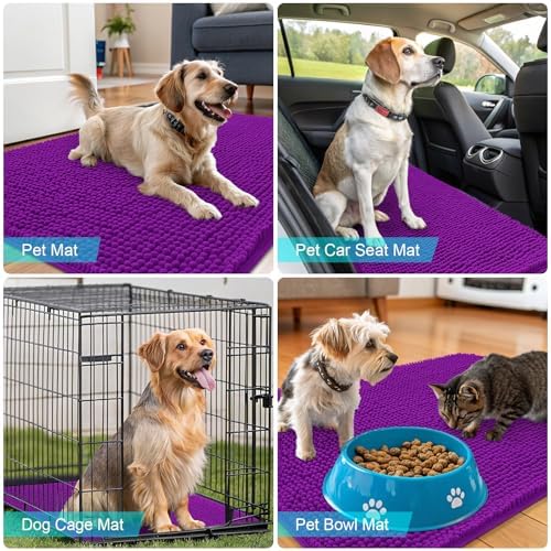 OLANLY Dog Door Mat for Muddy Paws 24x16, Super Absorbent Chenille Mud Mat - Image 7