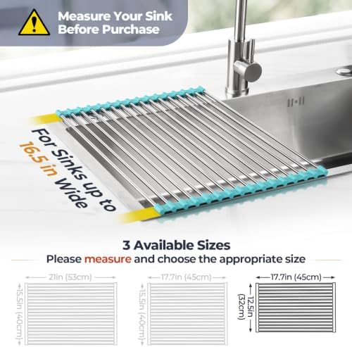 Tomorotec Roll Up Dish Drying Rack Over Sink, 304 Steel - Image 4