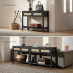 SICOTAS Black Rattan Console Table - Image 6