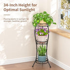 LASZOLA 3 Tiers Metal Corner Plant Flower Stand Tall Indoor Outdoor - Image 2