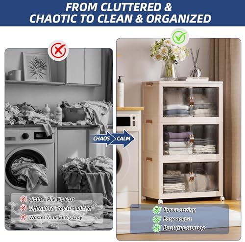 SAILUN 348Qt Stackable Storage Bins, Storage Cabinet a Lid - Image 2