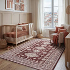 5x7 Living Room Rug, Washable Distressed Boho Vintage Carpet - Image 2