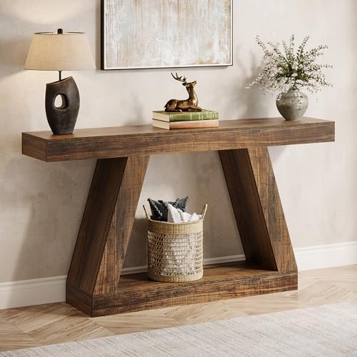 Tribesigns Farmhouse Console Table, 55-Inch Rustic Sofa Table by Tribesigns