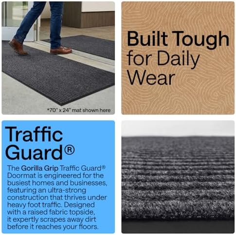 GORILLA GRIP Traffic Guard Indoor Outdoor Heavy Duty Door Mat, 59x24 Gray - Image 3