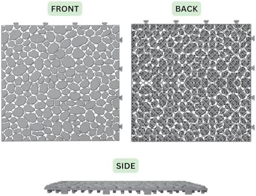 Plastic Interlocking Deck Tiles, 60 Pack, Pebble Design 12"x12" Waterproof - Image 6