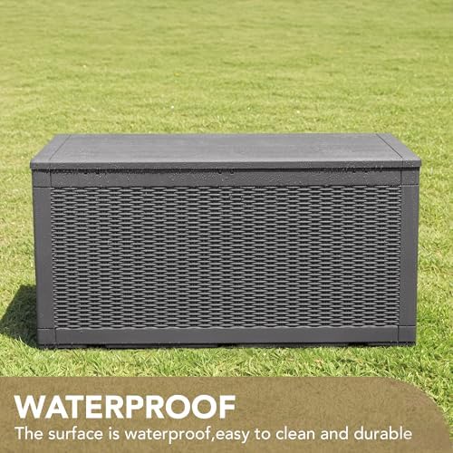 Devoko 100 Gallon Waterproof Deck Box, Resin Large Outdoor Storage Box - Image 4