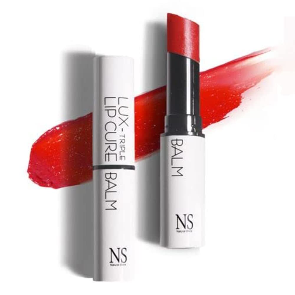Lux Triple Lip CURE Glossy Balm VENUS (Ruby Red) (0.17oz) 4 million units sold in Korea, Natural Tinted Korean Lip Balm, Petroleum/Paraben Free, Lip Butter,lip balm hydrating