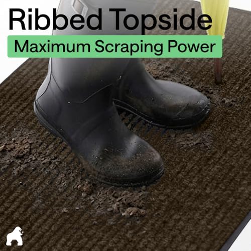GORILLA GRIP Traffic Guard Indoor Outdoor Heavy Duty Door Mat, 70x24 Brown - Image 4