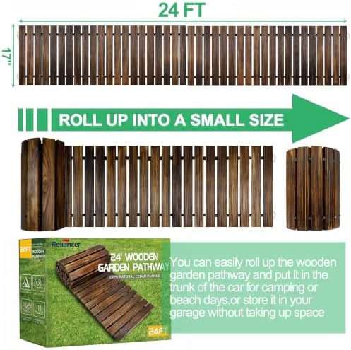 RELIANCER 24' Wooden Garden Pathway, Outdoor Roll Out Walkway, Patio Footpath - Image 2