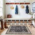 3x4 Entryway Rug Washable Non-Slip–Boho Floral Stain-Resistant Small Area Rug by BYYVOORugsforYourHome