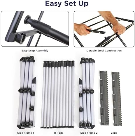 BLACK+DECKER Space Saving 3-Tier Expandable Clothes Drying Rack, Foldable - Image 4