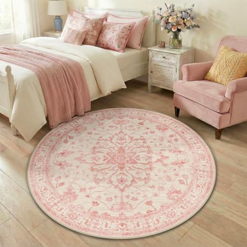 RELEANY Washable Area Rug, Round 4ft by RELEANY