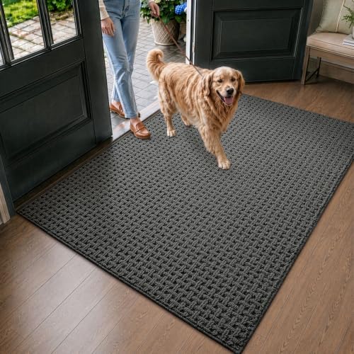 LUMI Washable Indoor Door Mat for Entryway 48x72, Entrance Mat, Deep Gray by LUMI