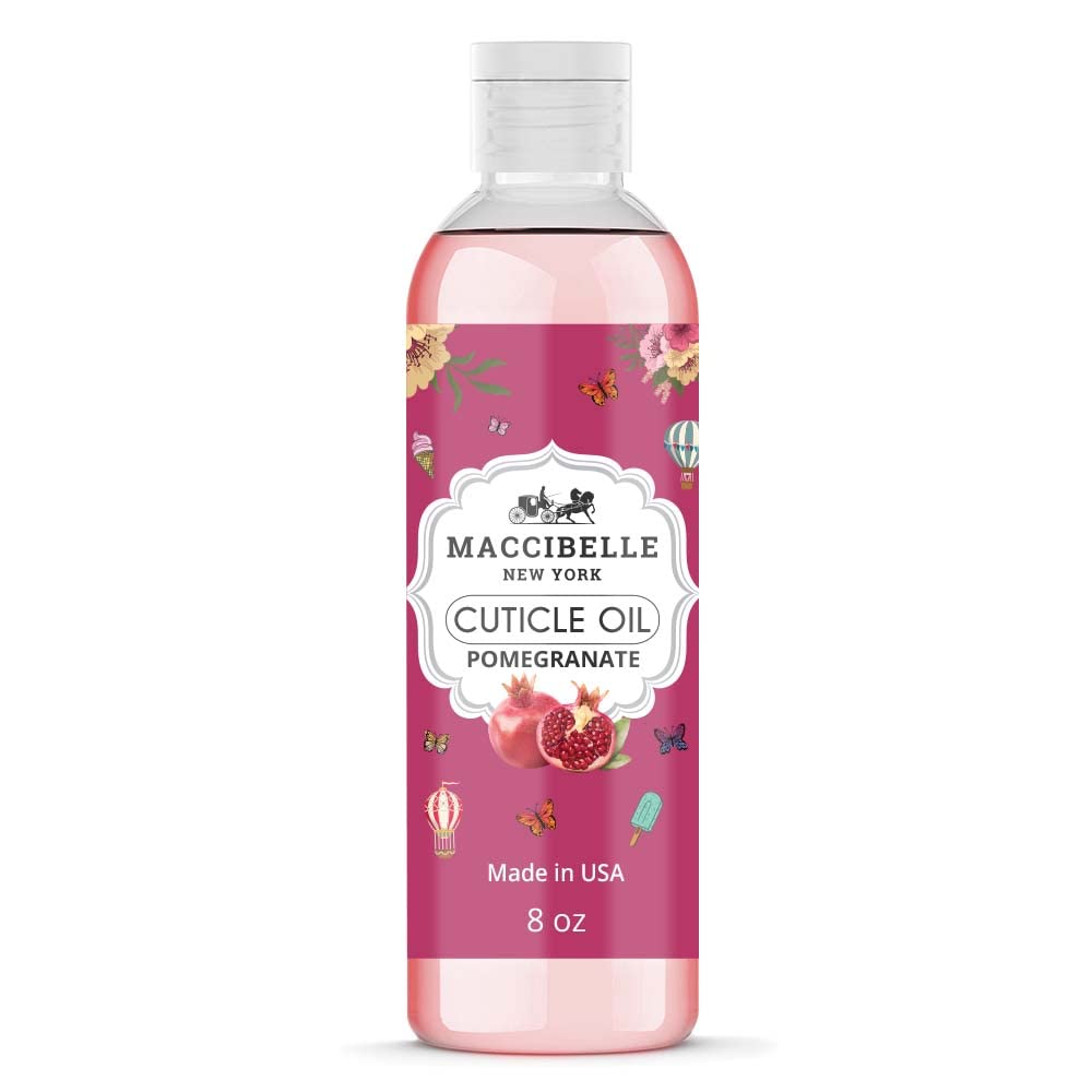 Maccibelle Cuticle Oil For Nails Refill size for Dry Cracked Cuticles (8 Ounce, Pomegranate)