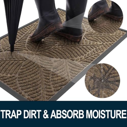 Colorxy Waterproof Front Doormat, Sturdy Natural Rubber Door Mat - Image 2