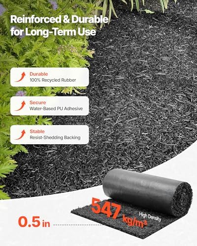 VEVOR Rubber Mulch Mat Roll, 2 Rolls 96 x 22 in Recycled Rubber Mulch Mat - Image 2