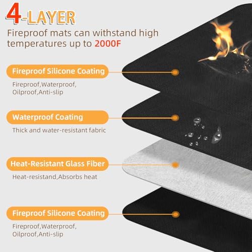 Under Grill Mat for Outdoor Grilling, 70 x 48 inches Double-Sided Fireproof - Image 3