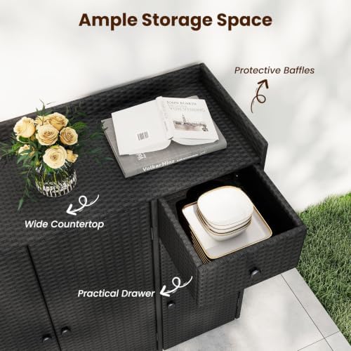 Tangkula Rattan Outdoor Storage Cabinet - Image 5