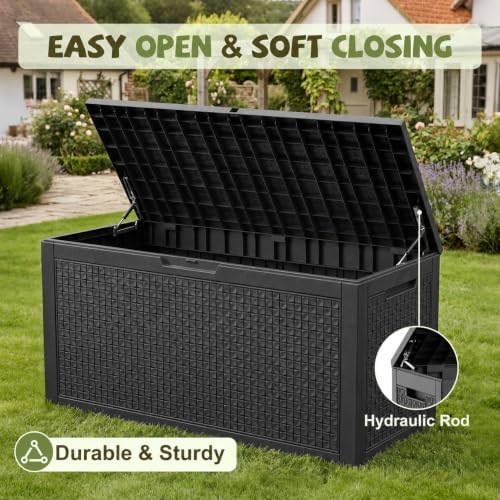160 Gallon Outdoor Storage Box, Deck Box Waterproof, Toy Storage Bin - Image 3