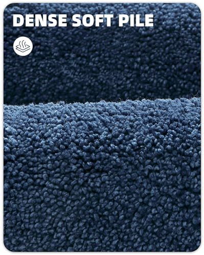 Color&Geometry Oval Blue Bathroom Rugs 42x24, Extra Soft Absorbent Microfiber - Image 5