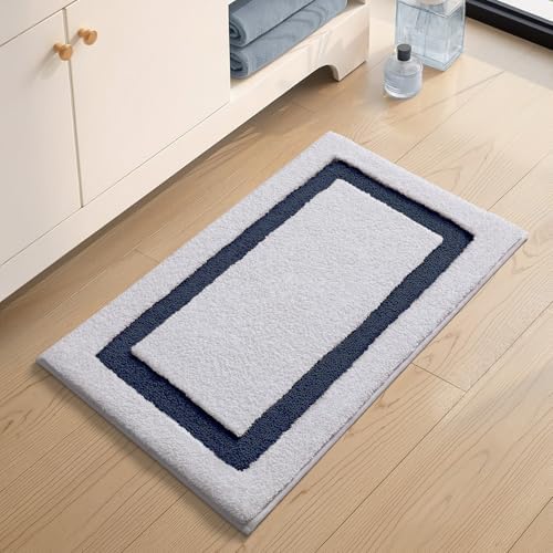 Color&Geometry Mini White Bathroom Rugs 24x16, Extra Soft Absorbent Microfiber - Image 3