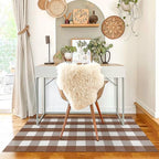 KILOCOCO Buffalo Plaid Checkered Rug 3x5 ft Brown and White Front Door Rug - Image 6
