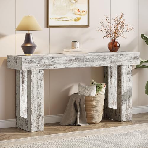 Tribesigns 63-Inch Long Console Table, Wooden Rectangular Sofa Table Behind The by Tribesigns