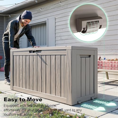 PatioZen 75 Gallon Resin Deck Box, Lockable Outdoor Storage Box - Image 2
