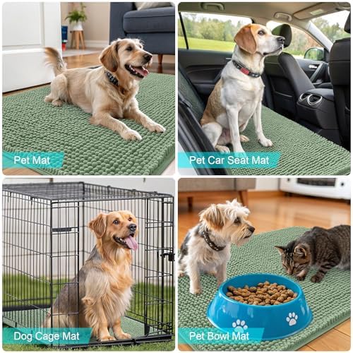 OLANLY Dog Door Mat for Muddy Paws 48x30, Super Absorbent Chenille Mud Mat - Image 7
